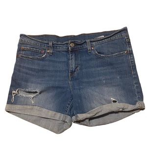Levi’s Distressed Roll Tab Mid Rise Jean Shorts 31